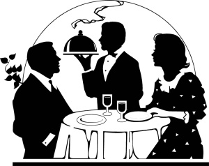 Free Stock Photo: Illustration of a couple being served a romantic dinner.
