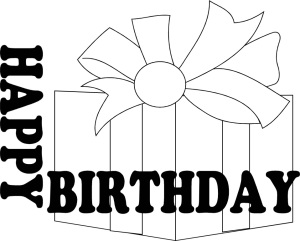 Free Stock Photo: Illustration of a present with happy birthday text. 