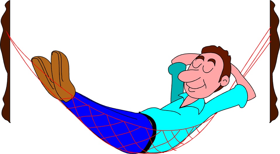 Free Stock Photo: Illustration of a man sleeping in a hammock.
