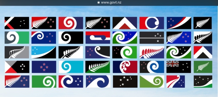 Screen capture of prospective New Zealand flags.