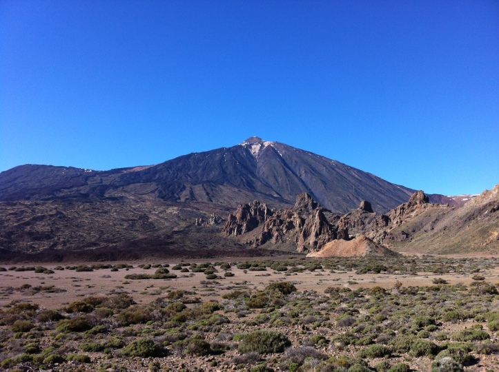 View of Teide. Note the black lava flows. It has not erupted, however, in over 100 years. [Photo by me, 2016.]