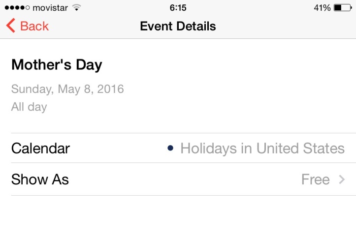 Screen capture of my iPhone calendar this morning.