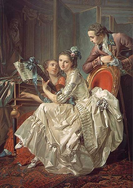 Louis Rolland Trinquesse, 1774. "The Music Party." Painted in Paris. [Wikipedia. Public Domain.}